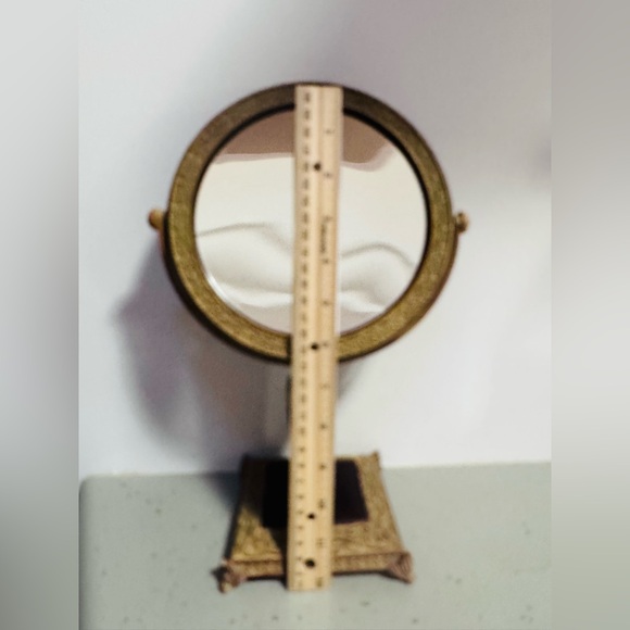 Vintage INDIA INK Rubbed Bronze Makeup Mirror With Stand 2-Sided Swivel 1X-5X - Picture 2 of 6